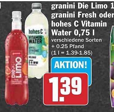 granini Die Limo 1 l oder hohes C Vitamin Water 0,75 l – verschiedene Sorten