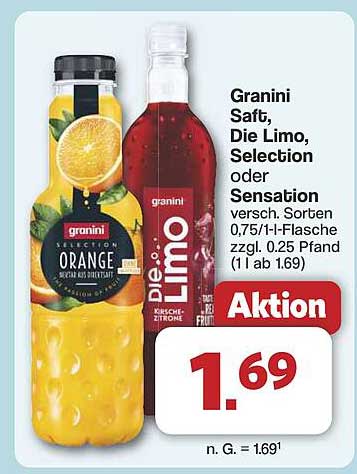 Granini Saft, Die Limo, Selection oder Sensation, 0,75l-Flasche