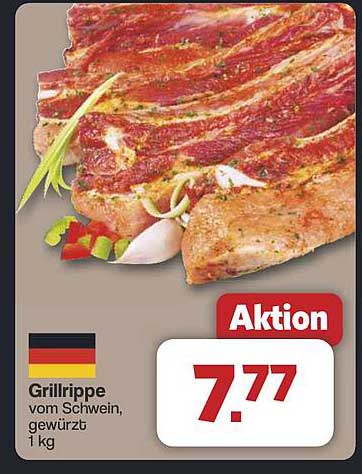 Grillrippe vom Schwein, gewürzt - 1 kg