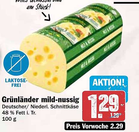 Grünländer mild-nussig Schnittkäse 100 g - Aktion!