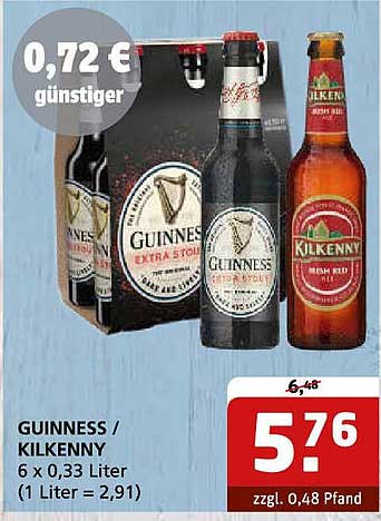 GUINNESS / KILKENNY 6 x 0,33 Liter