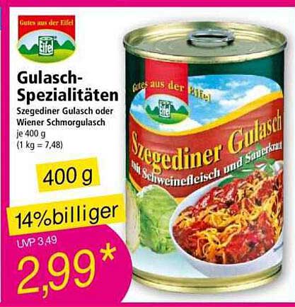 Gulasch-Spezialitäten: Szegediner Gulasch oder Wiener Schmorgulasch 400 g
