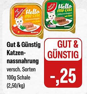 Gut & Günstig Katzennassnahrung versch. Sorten 100g Schale