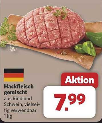 Hackfleisch gemischt aus Rind und Schwein, vielseitig verwendbar, 1 kg