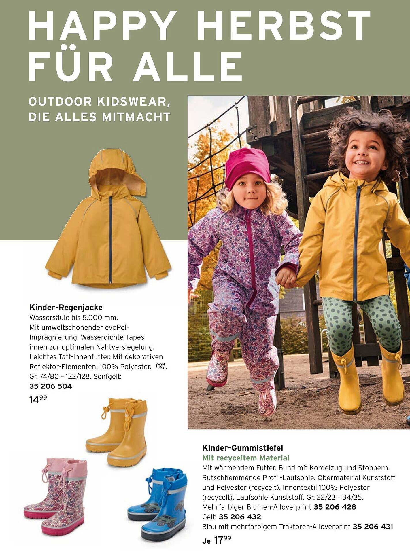 Happy Herbst für alle - Kinder-Regenjacke und -Gummistiefel