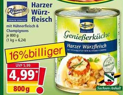 Harzer Würzfleisch mit Hühnerfleisch & Champignons 800 g