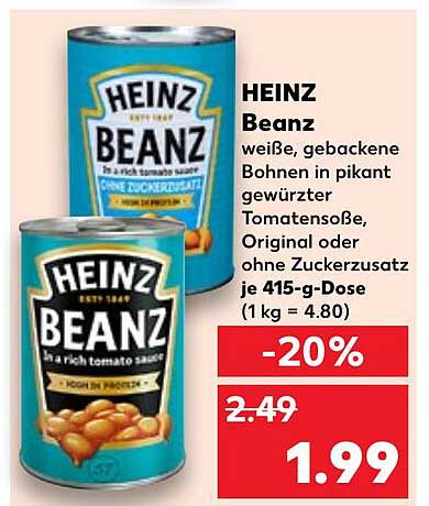HEINZ Beanz – weiße, gebackene Bohnen in pikant gewürzter Tomatensoße