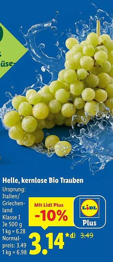 Helle, kernlose Bio Trauben
