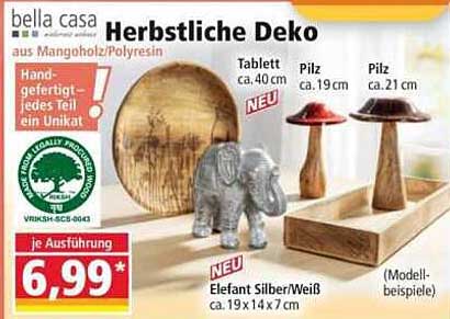 Herbstliche Deko aus Mangoholz und Polyresin bei Norma