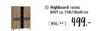 Highboard 1403982 B/H/T ca. 119x156x40 cm