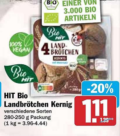 HIT Bio Landbrötchen Kernig