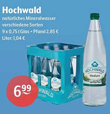 Hochwald natürliches Mineralwasser 9 x 0,75 l Glas