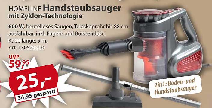 HOMELINE Handstaubsauger mit Zyklon-Technologie