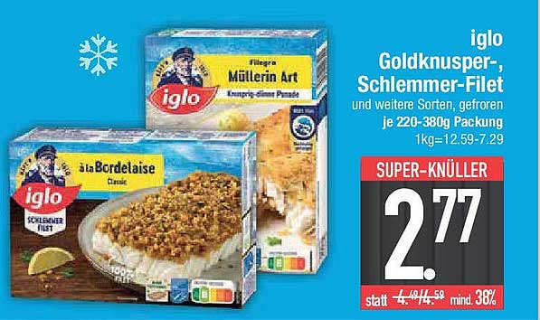 iglo Goldknusper-, Schlemmer-Filet und weitere Sorten, gefroren je 220-380g Packung