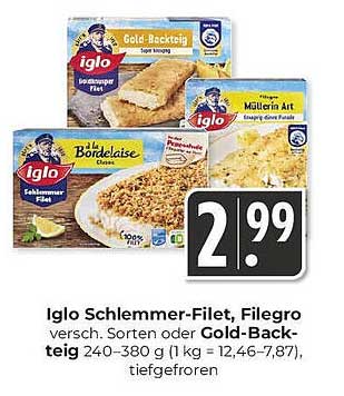 Iglo Schlemmer-Filet, Filegro verschiedene Sorten oder Gold-Backteig