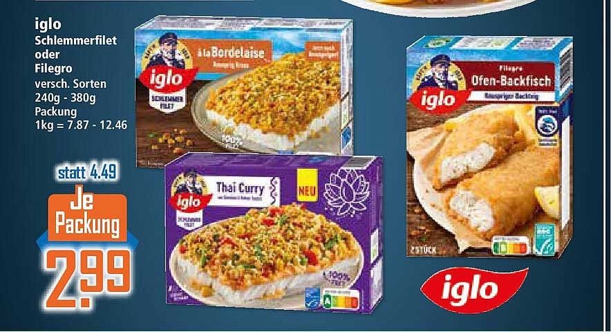 iglo Schlemmerfilet oder Filegro - verschiedene Sorten 240g - 380g