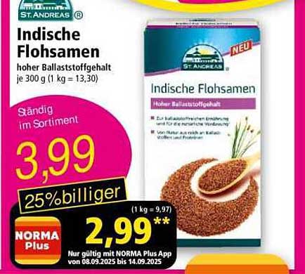 Indische Flohsamen - Hoher Ballaststoffgehalt