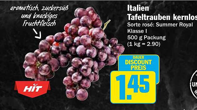 Italien Tafeltrauben kernlos - Sorte rosé: Summer Royal Klasse I