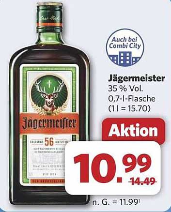 Jägermeister 35 % Vol. 0,7 l-Flasche (1 l = 15,70 €)