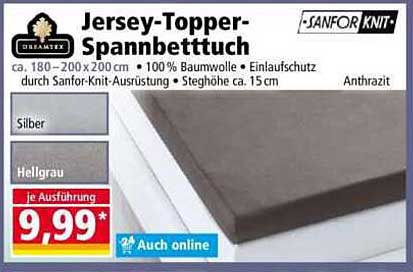 Jersey-Topper-Spanntbettuch 180-200 x 200 cm in Anthrazit