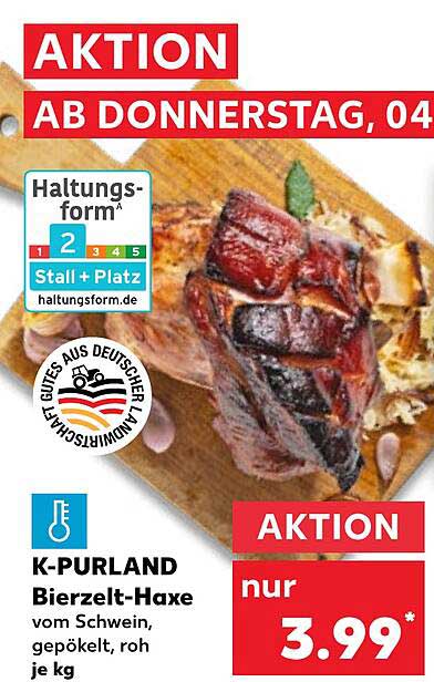 K-PURLAND Bierzelthaxe vom Schwein, gepökelt, roh je kg