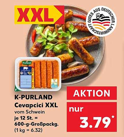 K-PURLAND Cevapcici XXL vom Schwein - 600-g-Großpackung