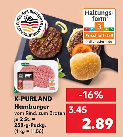 K-PURLAND Hamburger vom Rind, zum Braten
