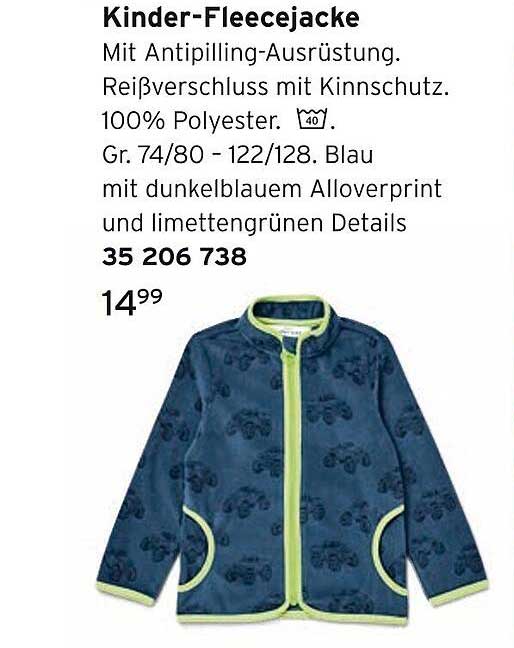 Kinder-Fleecejacke mit Antipilling-Ausrüstung