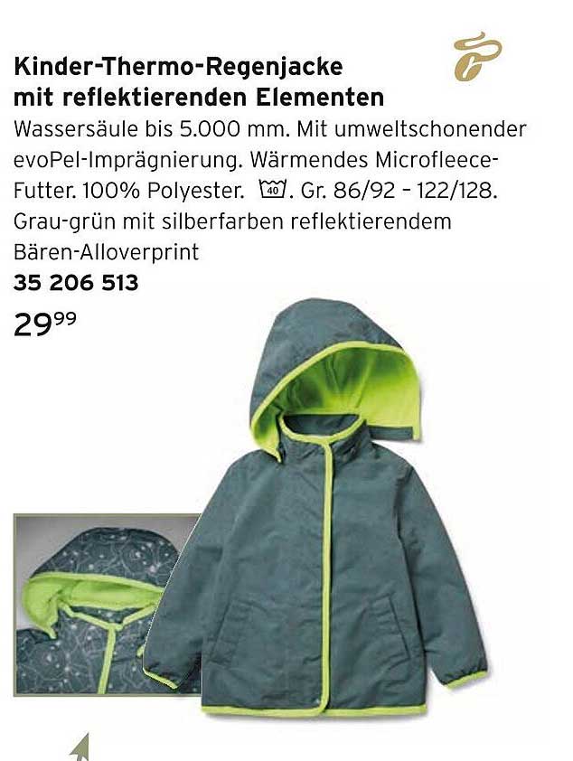 Kinder-Thermo-Regenjacke mit reflektierenden Elementen