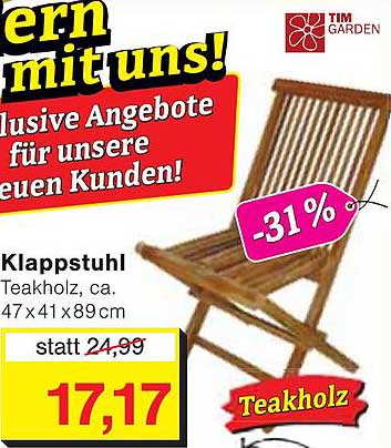 Klappstuhl aus Teakholz - ideal für Garten und Balkon