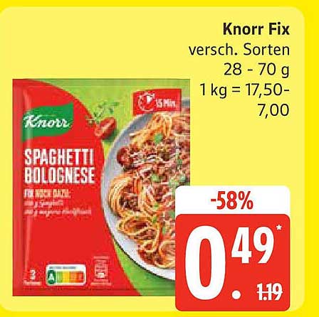 Knorr Fix Spaghetti Bolognese - Verschiedene Sorten 28 - 70 g
