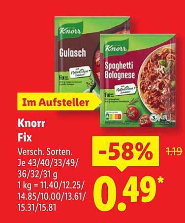 Knorr Fix - Verschiedene Sorten