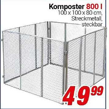 Komposter 800 l - 100 x 100 x 80 cm, Streckmetall, steckbar