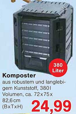 Komposter aus robustem und langlebigem Kunststoff, 380l