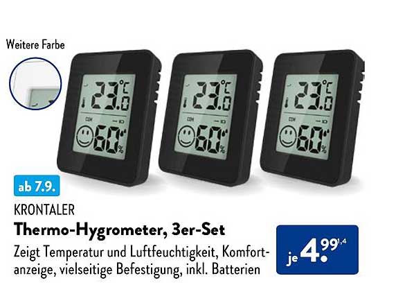 KRONTALER Thermo-Hygrometer, 3er-Set