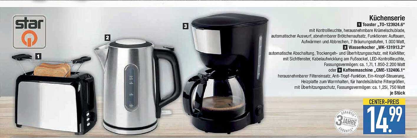 Küchenserie – Toaster, Wasserkocher und Kaffeemaschine