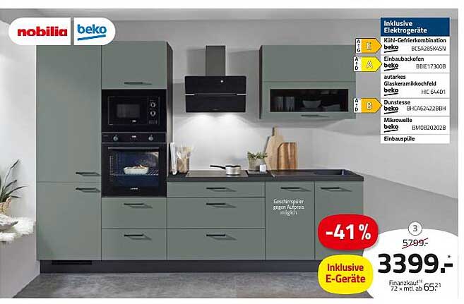 Küchenzeile mit E-Geräten von nobilia und Beko - Jetzt zum Spitzenpreis!