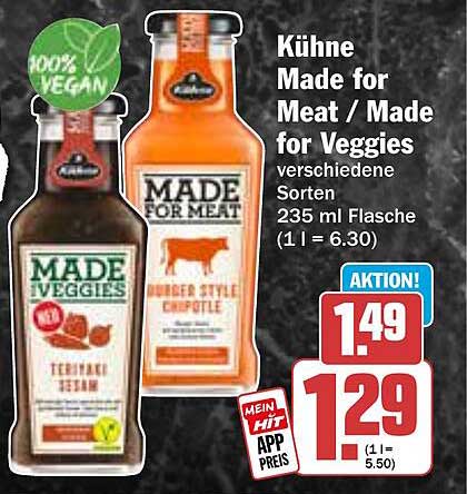 Kühne Made for Meat / Made for Veggies verschiedene Sorten 235 ml Flasche