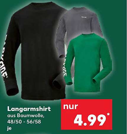 Langarmshirt aus Baumwolle, 48/50 - 56/58 je