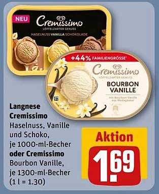 Langnese Cremissimo – Haselnuss, Vanille und Schoko oder Bourbon Vanille
