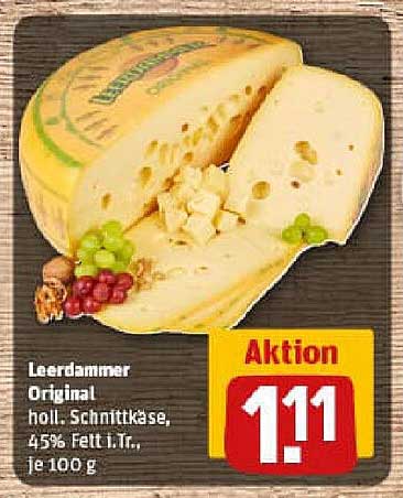 Leerdammer Original holl. Schnittkäse, 45% Fett, 1. Tr., je 100 g