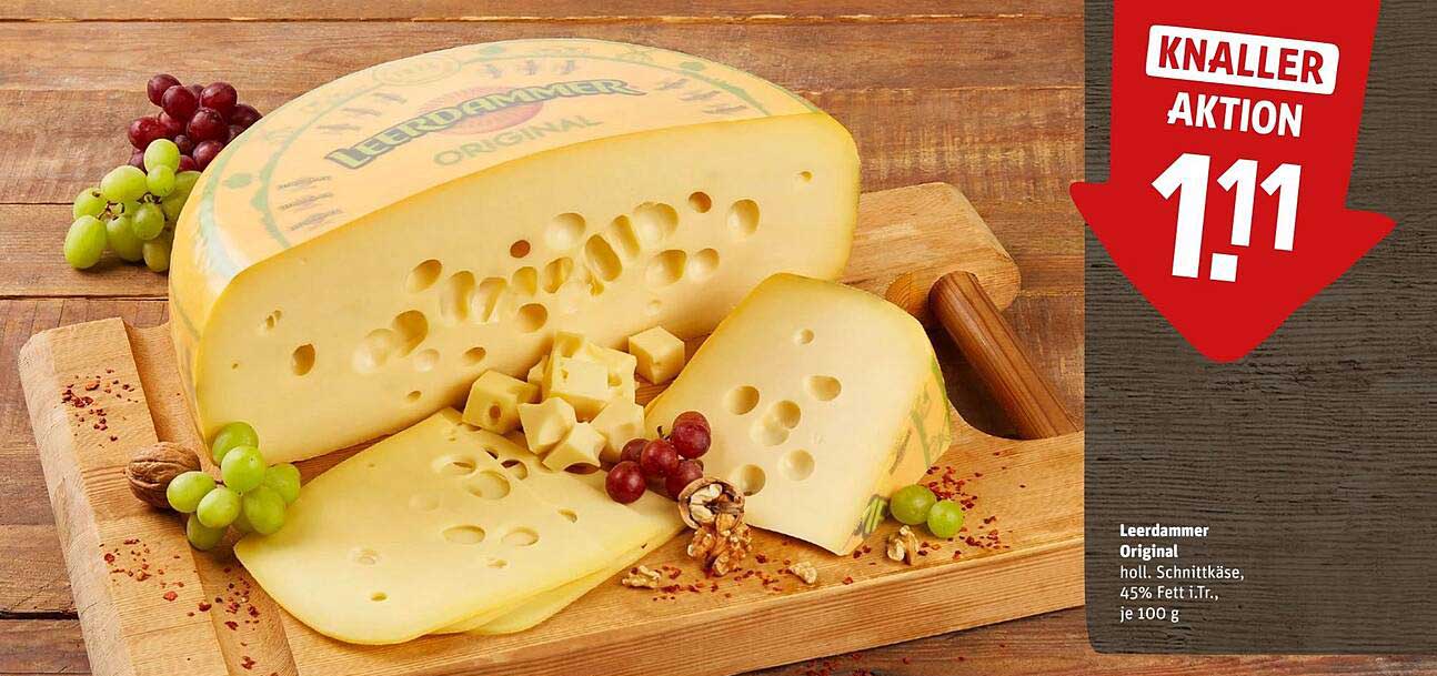 Leerdammer Original, holl. Schnittkäse, 45% Fett i. Tr., je 100 g