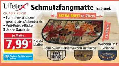 Lifetex SchMutzfangmatte halbrund, ca. 40 x 70 cm