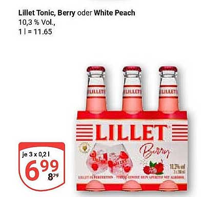 Lillet Tonic, Berry oder White Peach 10,3 % Vol.