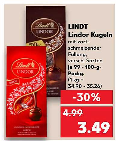 LINDT Lindor Kugeln mit zart-schmelzender Füllung, verschiedene Sorten 99 100-g-Pack.