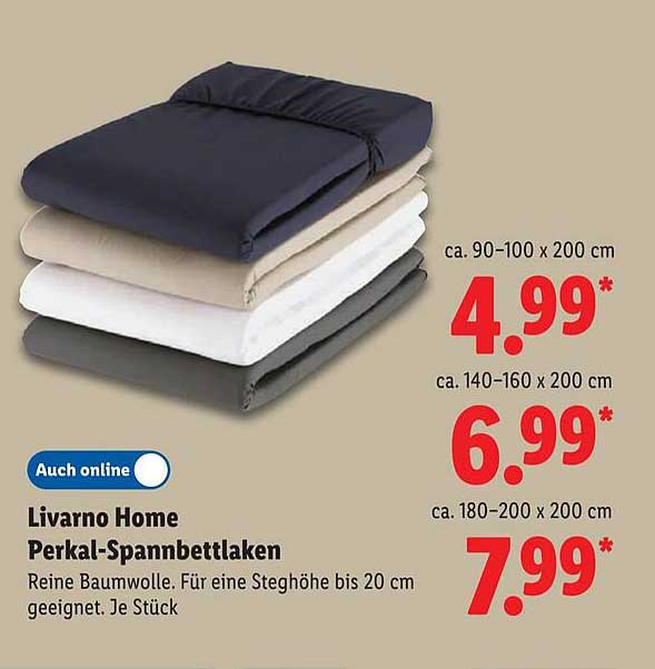 Livarno Home Perkal-Spannbettlaken