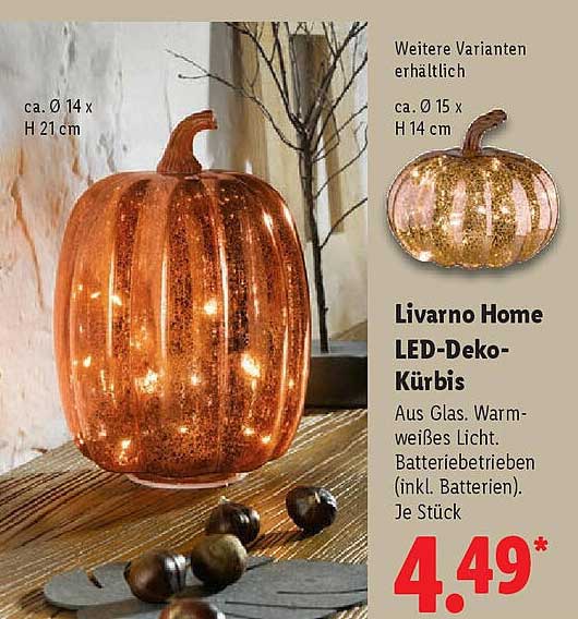Livorno Home LED-Deko-Kürbis