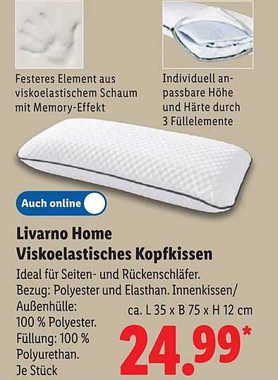 Livorno Home Viskoelastisches Kopfkissen