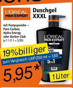 L'Oréal Men Expert Duschgel XXXL mit Pumpspender - Pure Carbon, Hydra Energy oder Barber Club
