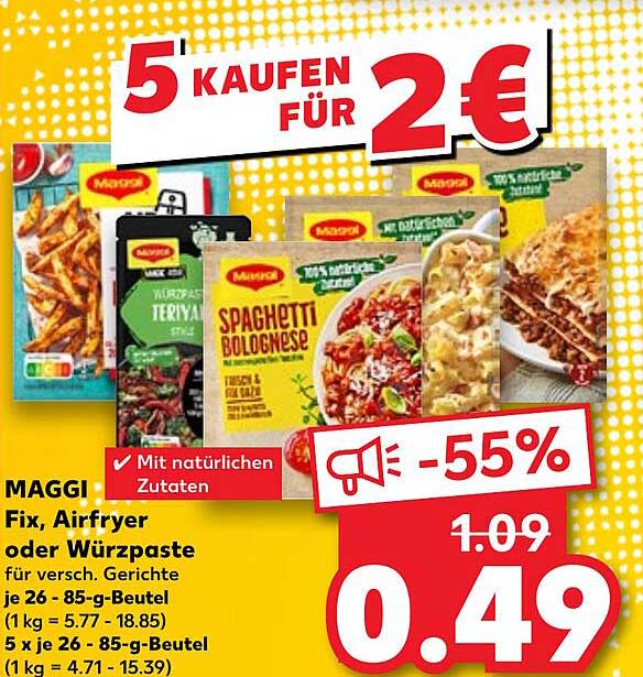 MAGGI Fix, Airfryer oder Würzpaste für verschiedene Gerichte, je 26 g-Packung